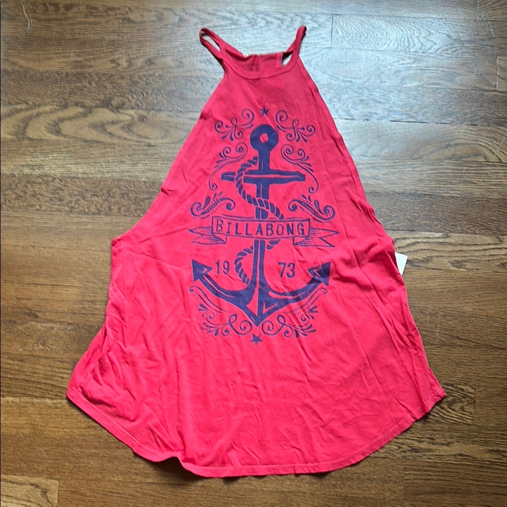 Billabong Coral Tank with Navy Anchor Graphic